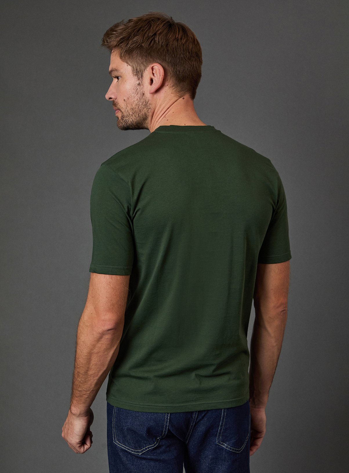 BURTON Dark Green Grandad Neck T-Shirt S - Image 3 thumbnail